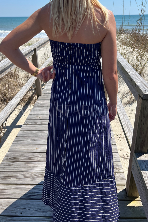 Timothy Dress, Indigo Stripe