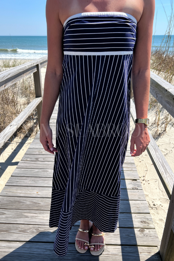 Timothy Dress, Indigo Stripe