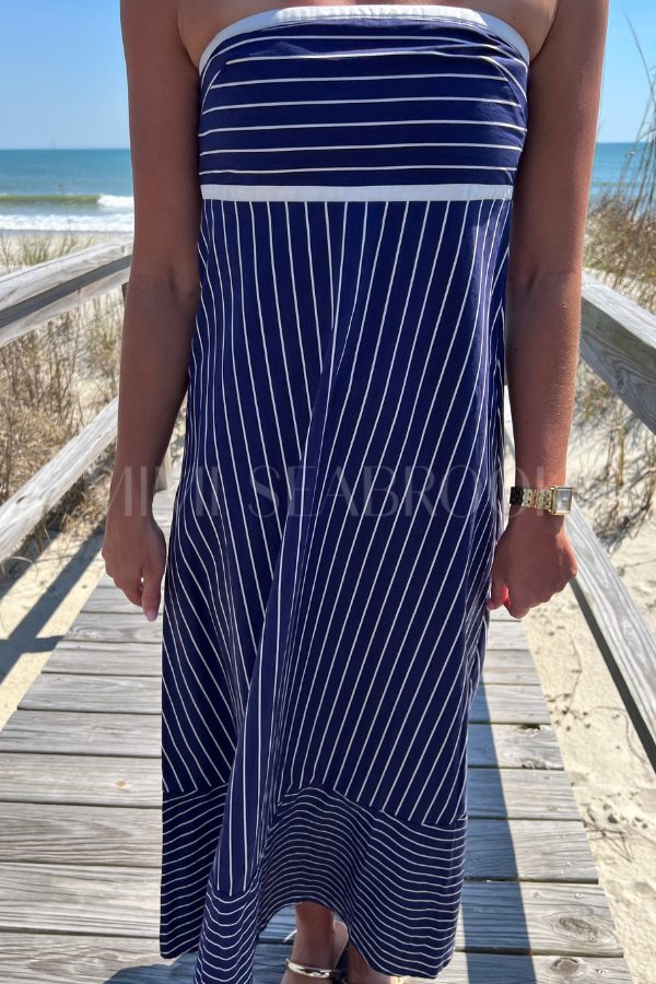 Timothy Dress, Indigo Stripe