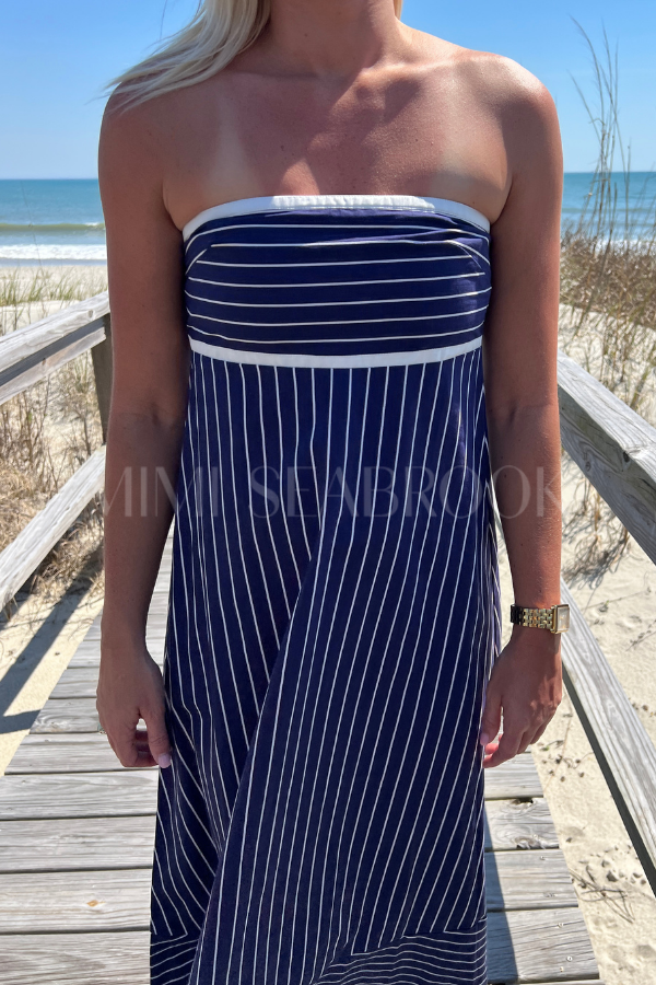 Timothy Dress, Indigo Stripe