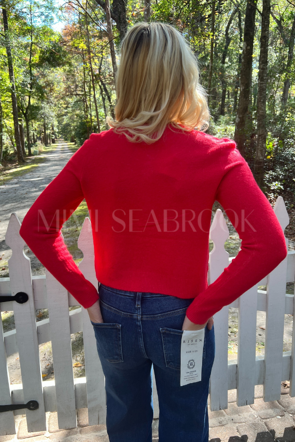 Tolland cardigan sweater, red