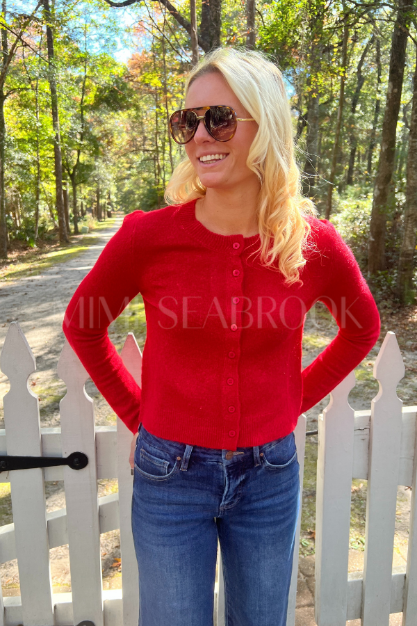 Tolland cardigan sweater, red