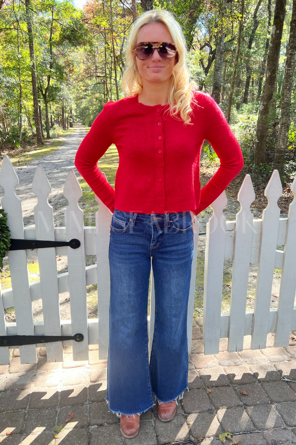 Tolland cardigan sweater, red