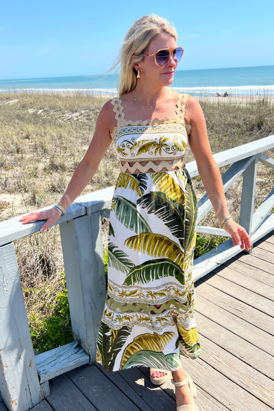 farm rio maritime magic linen blend sleeveless maxi dress Women's Sand Trancoso batch-13:2024-09-01 perfect for those sun Color:light yellow SHEIN ICON Summer Black