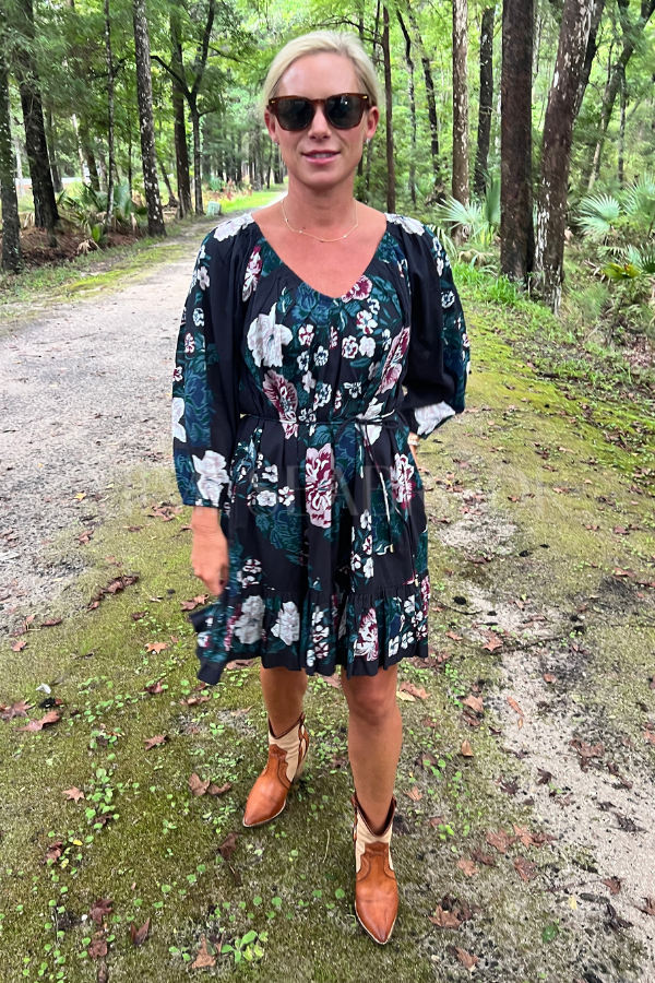 Vittoria Mini Dress, Juliet Ebony Print by Cleobella