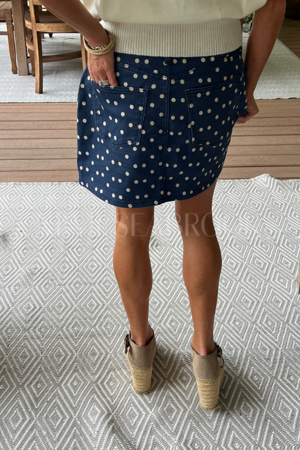 Wendell denim polkadot skort