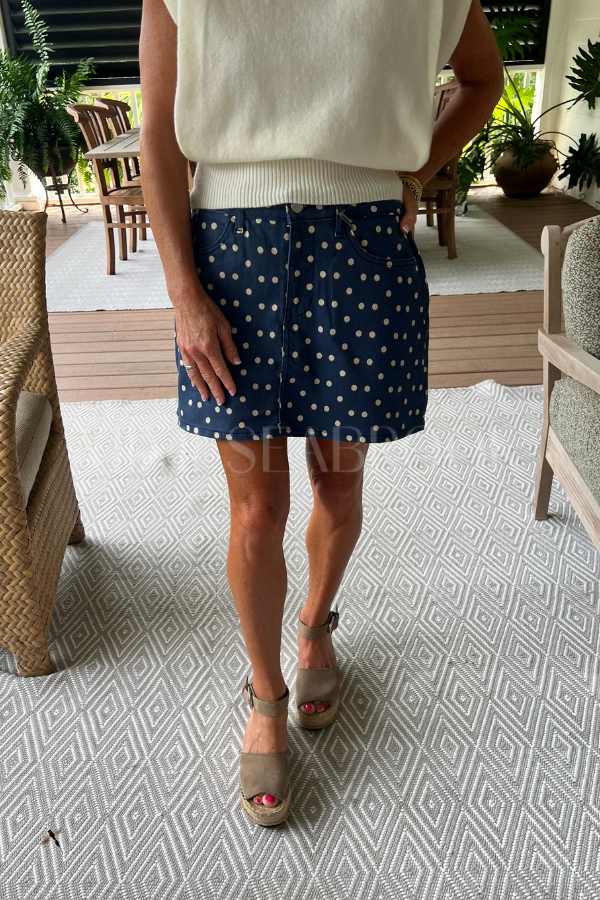 Wendell denim polkadot skort