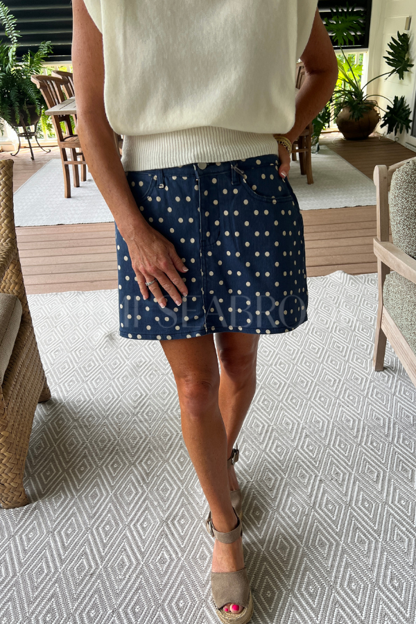 Wendell denim polkadot skort