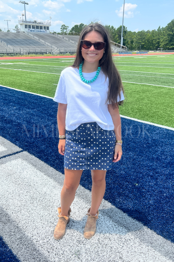 Wendell denim polkadot skort