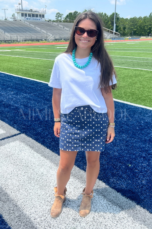 Wendell denim polkadot skort