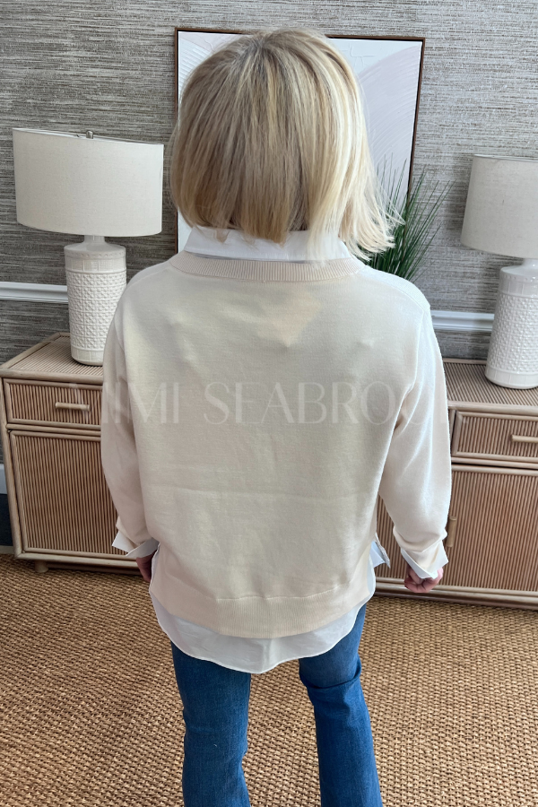 Whelan top, cream/white