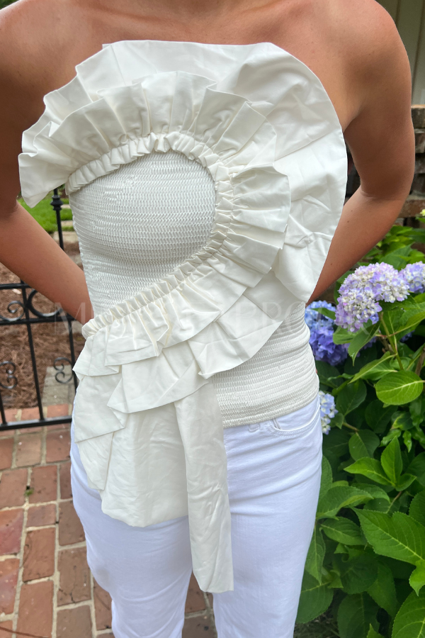 White Smocked Top by Farm Rio