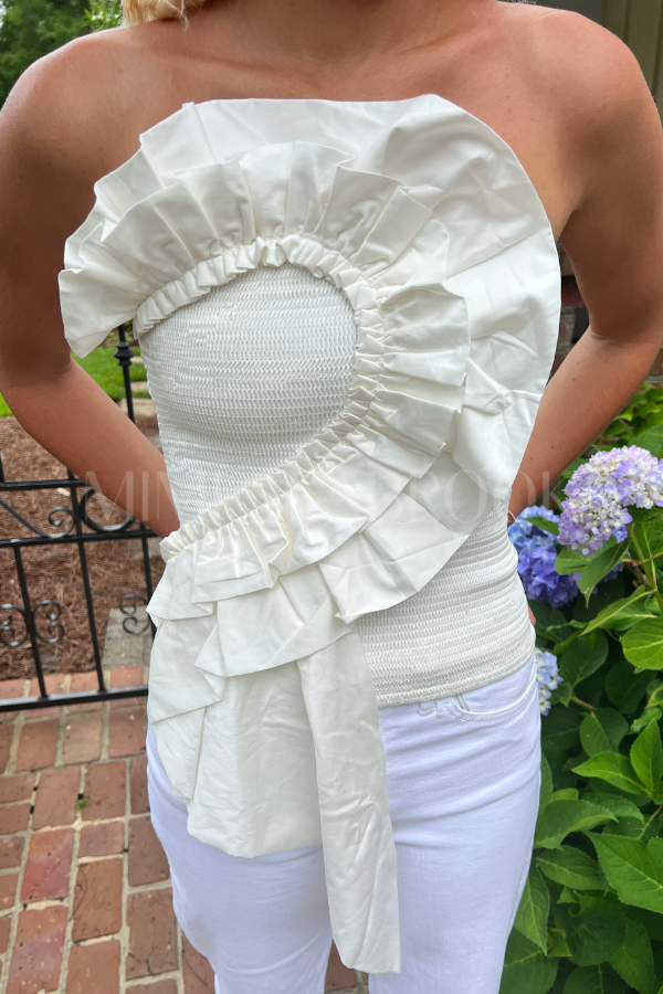 White Smocked Top by Farm Rio