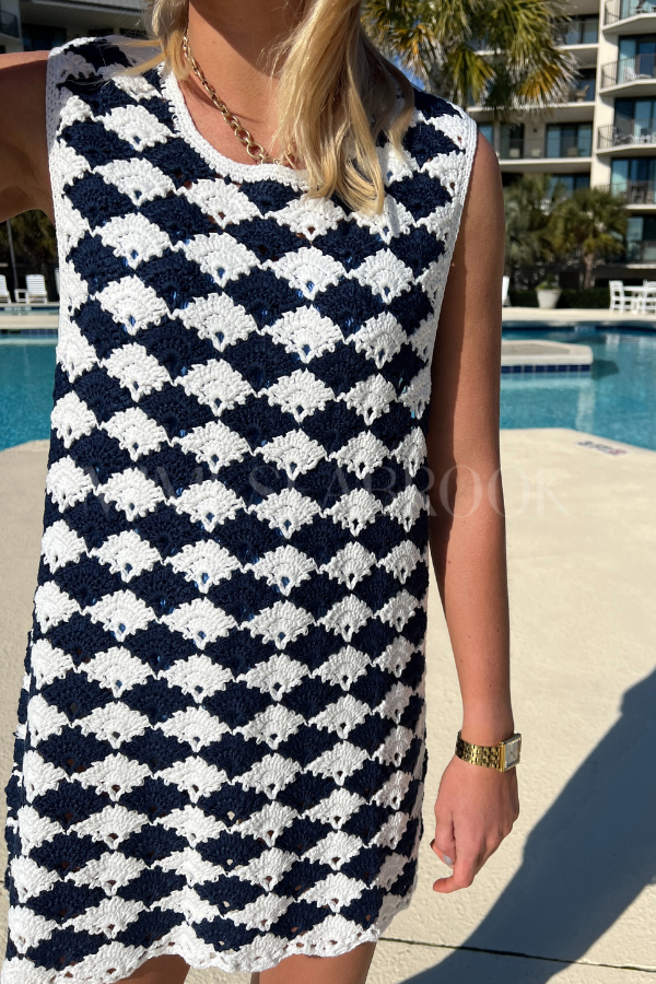 White and Blue Crochet Shirt Coverup by Farm Rio