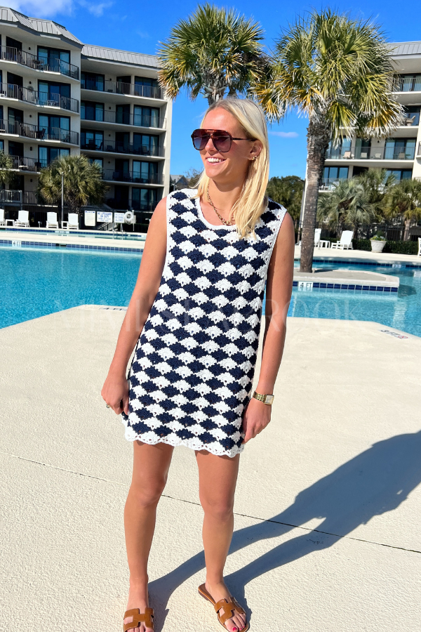 White and Blue Crochet Shirt Coverup by Farm Rio