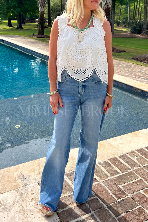 Willow wide leg jeans, medium denim
