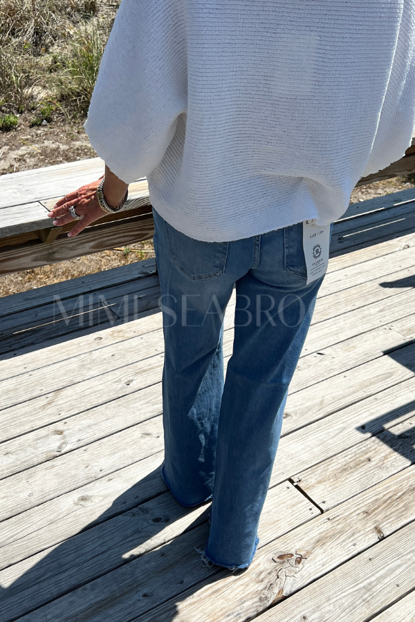 Willow wide leg jeans, medium denim