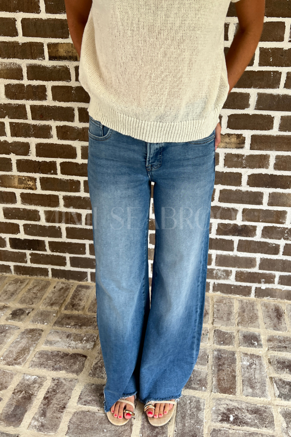 Willow wide leg jeans, medium denim