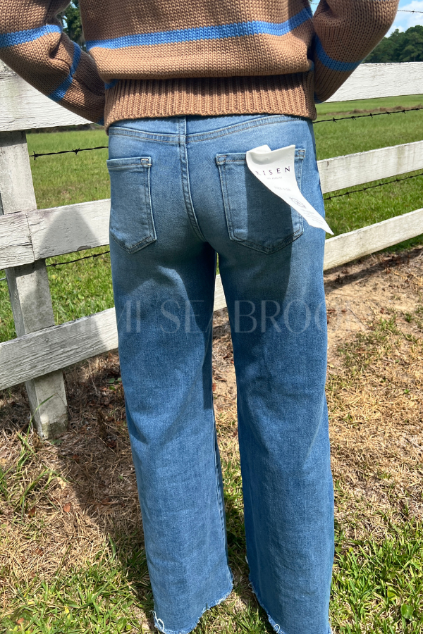 Willow wide leg jeans, medium denim