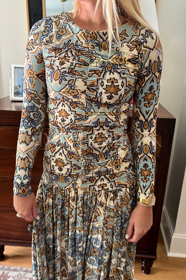 Winter Tapestry Blue Maxi Dress by Farm Rio