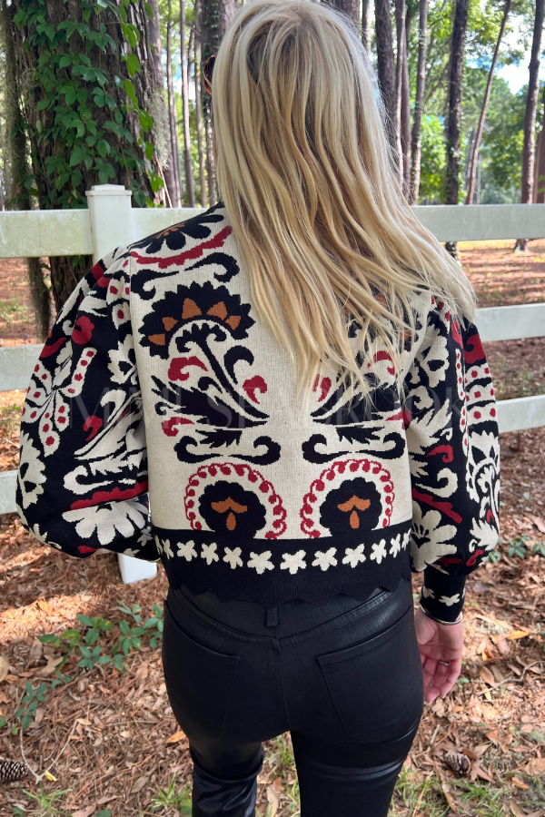 Winter Tapestry Stripes Knit Sweater by Farm Rio