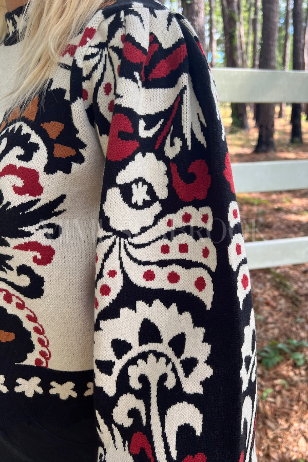 Winter Tapestry Stripes Knit Sweater by Farm Rio