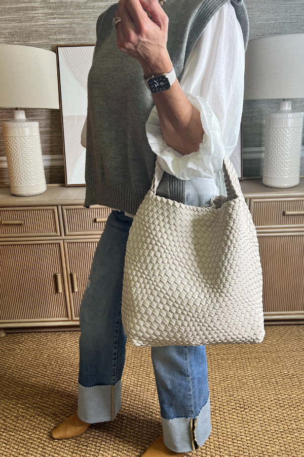 Woven Handbag, white