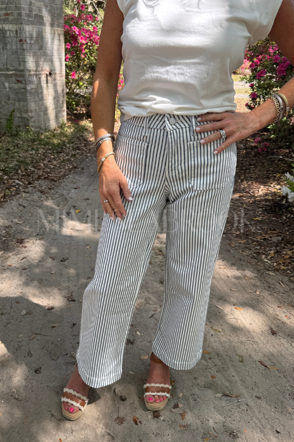 Wyatt stripe High-rise jeans