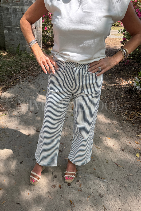 Wyatt stripe High-rise jeans