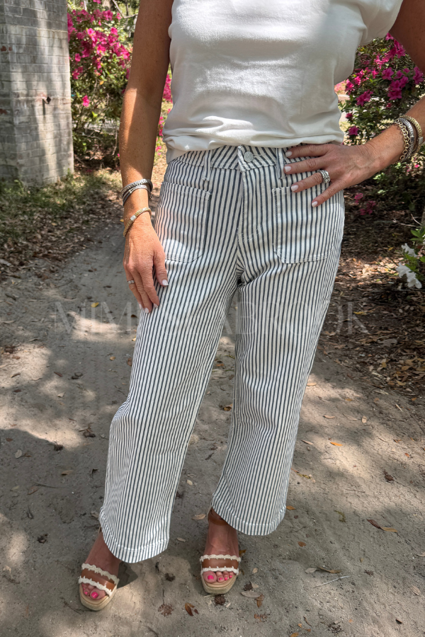 Wyatt stripe High-rise jeans