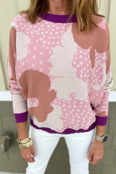 Cooper sweater, tan/violet