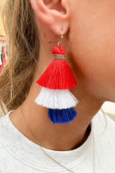 USA Layered Tassel Earrings