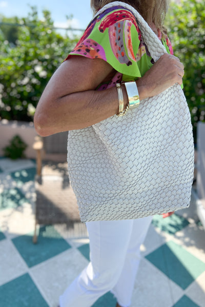 Woven Handbag, white