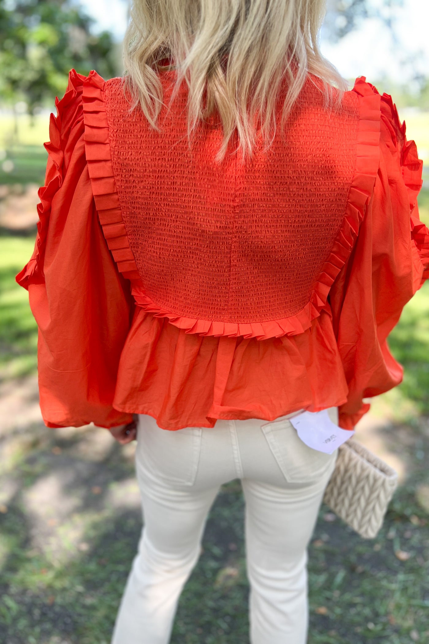 Orange Smocked Blouse by Farm Rio