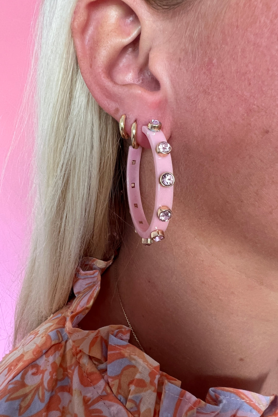 Landis Earrings, pink
