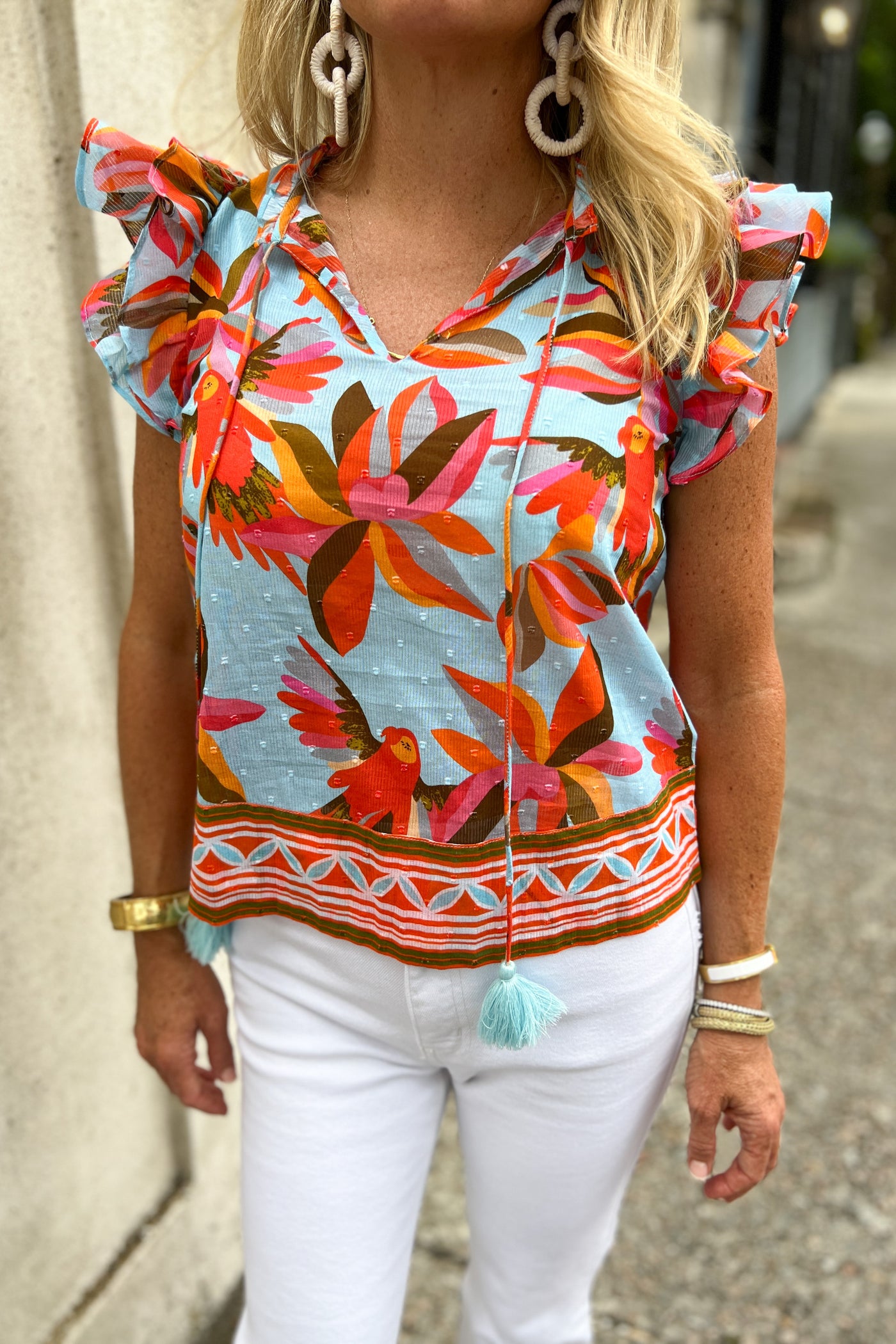 Watercolor top, orange blossom by King + Pitt