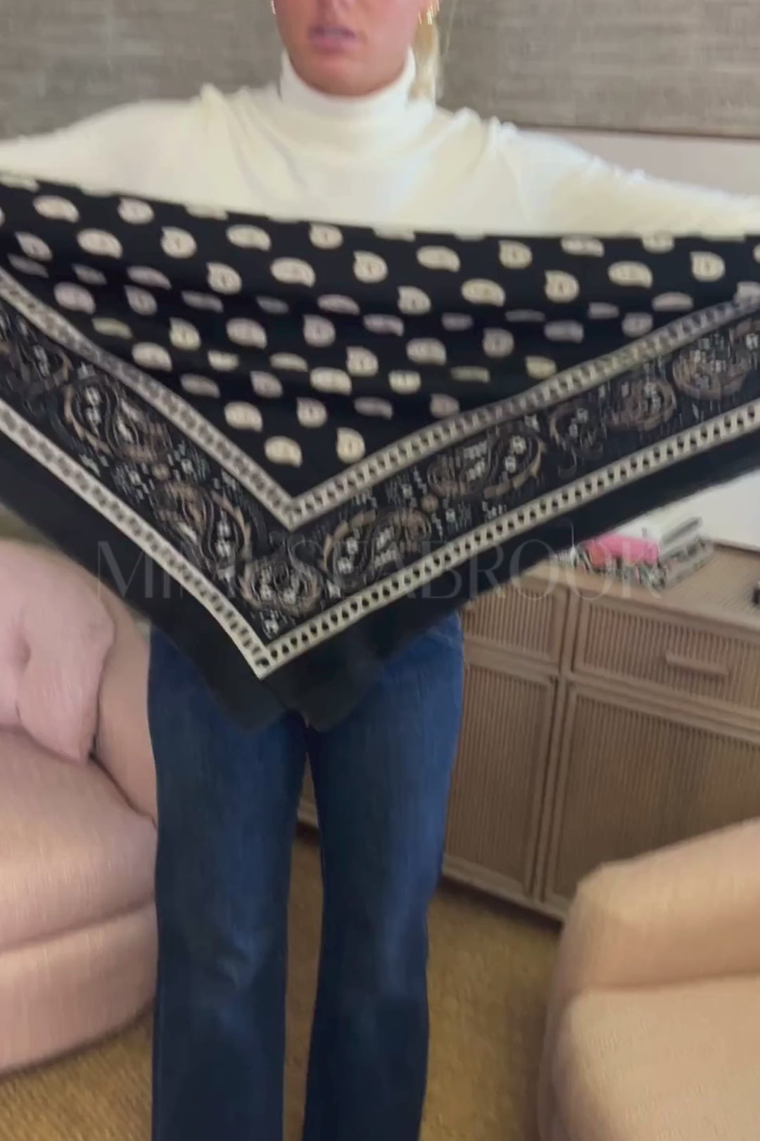 Fallon Bandana Scarf, black/camel