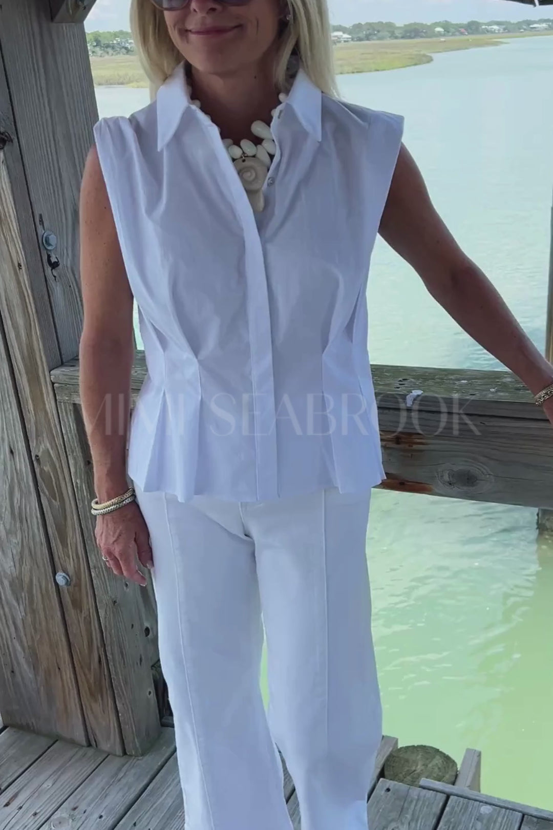 Locke top, white