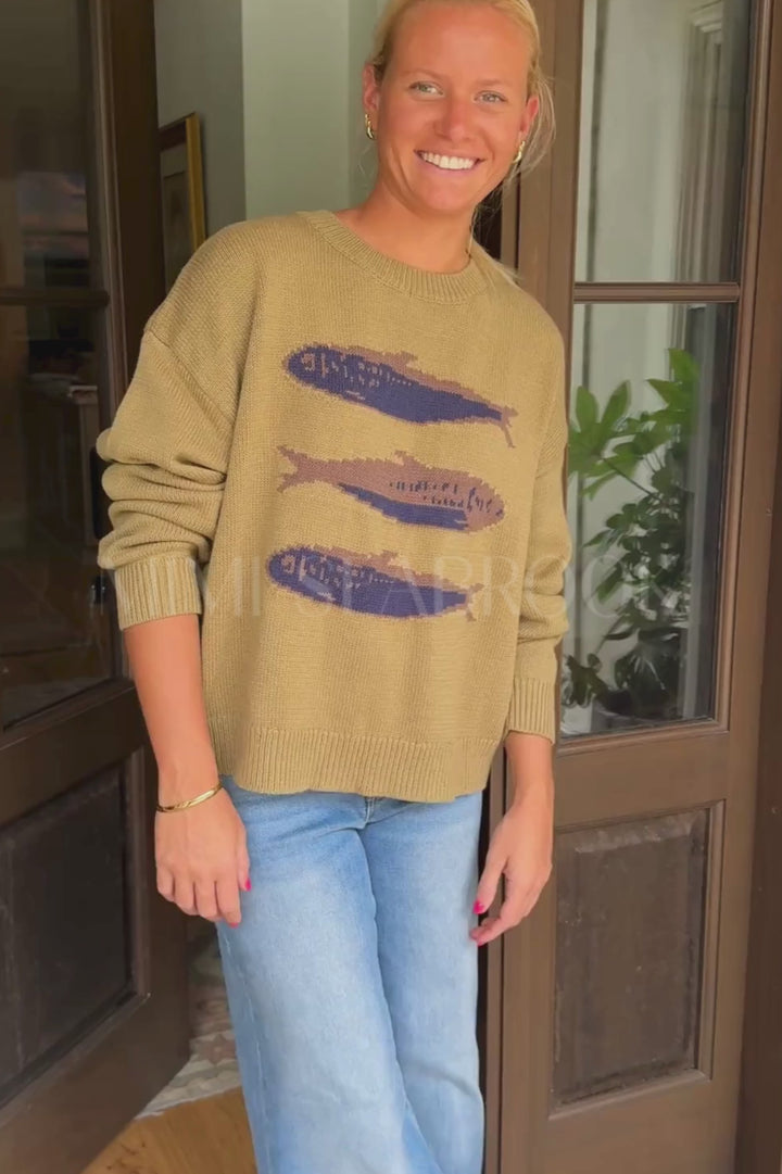Mellania fish sweater, olive