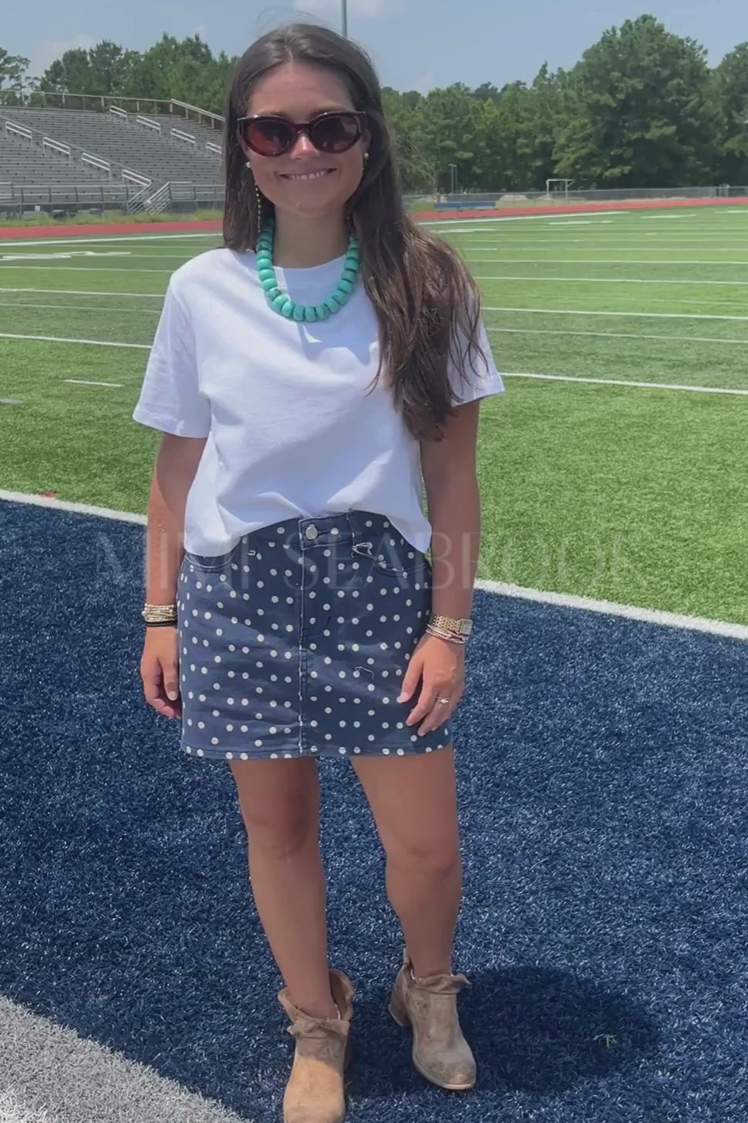 Wendell denim polkadot skort