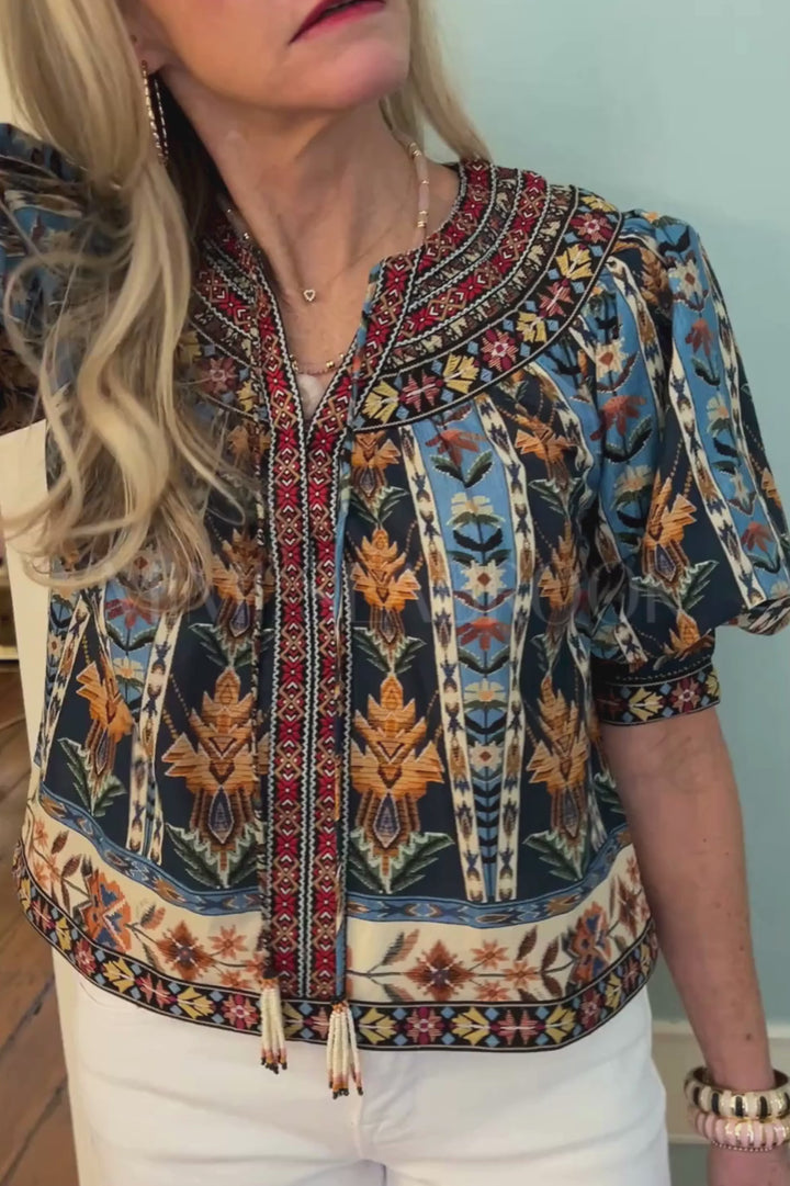 Embroidered Tapestry Blouse by Farm Rio