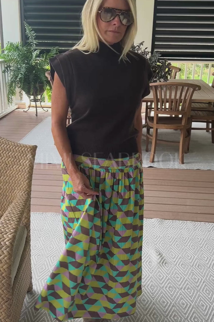 Laney Skirt, grid print