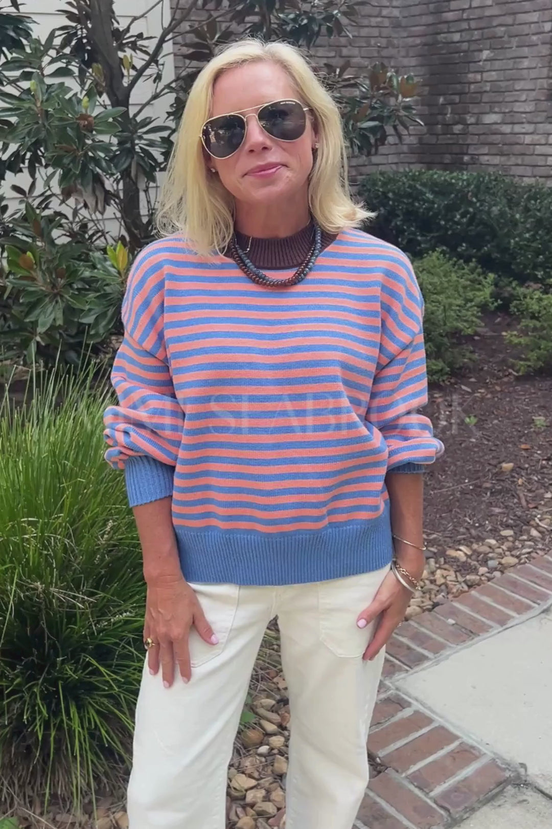 Elsie sweater, blue/peach