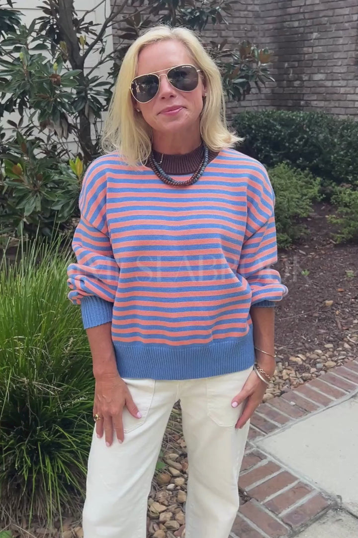 Elsie sweater, blue/peach