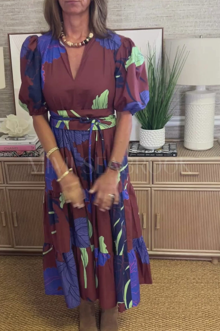 Puff Sleeve Maxi Dress, Hague Cobalt by Oliphant