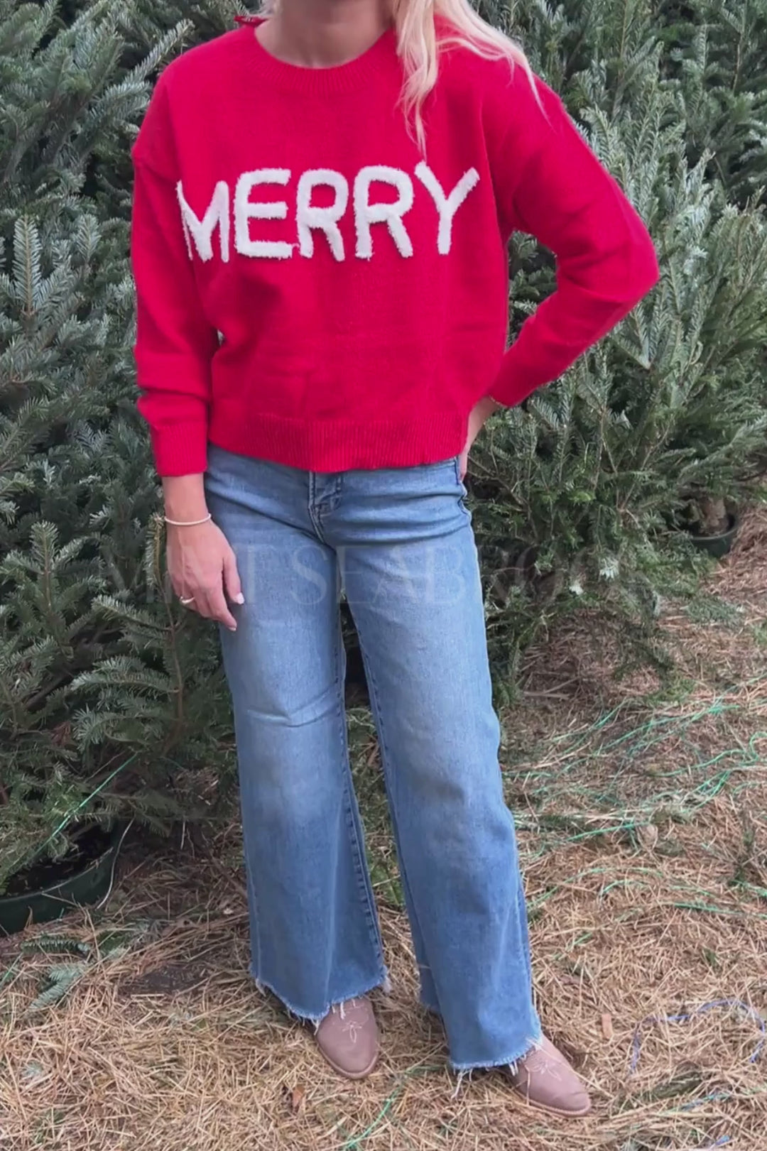 Merry Noel sweater, red/white