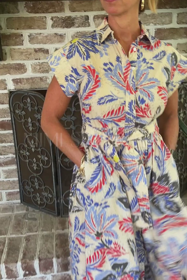 Belted Shirt Dress, Chennai Cobalt by Oliphant