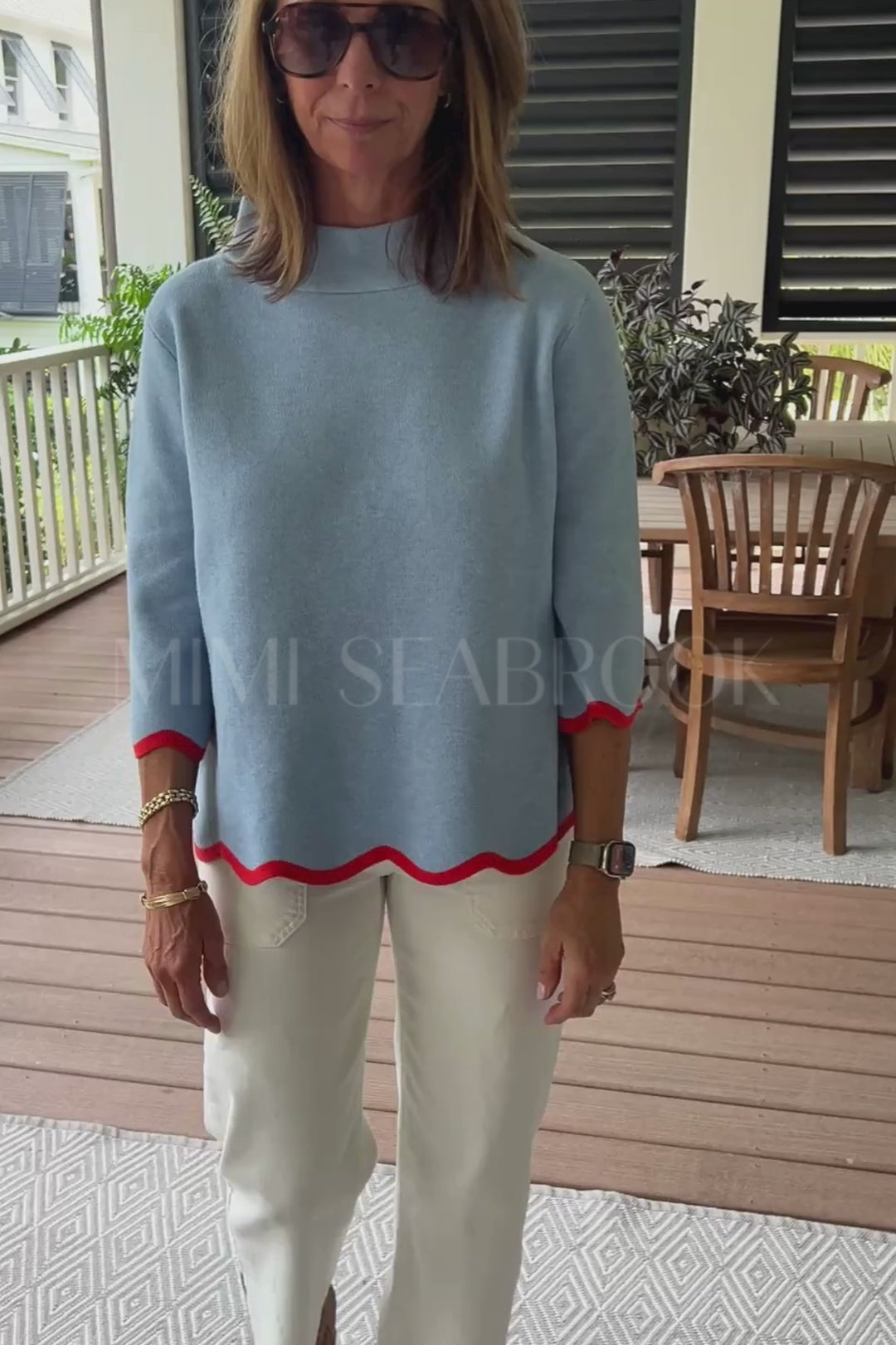 Averi sweater, blue/orange