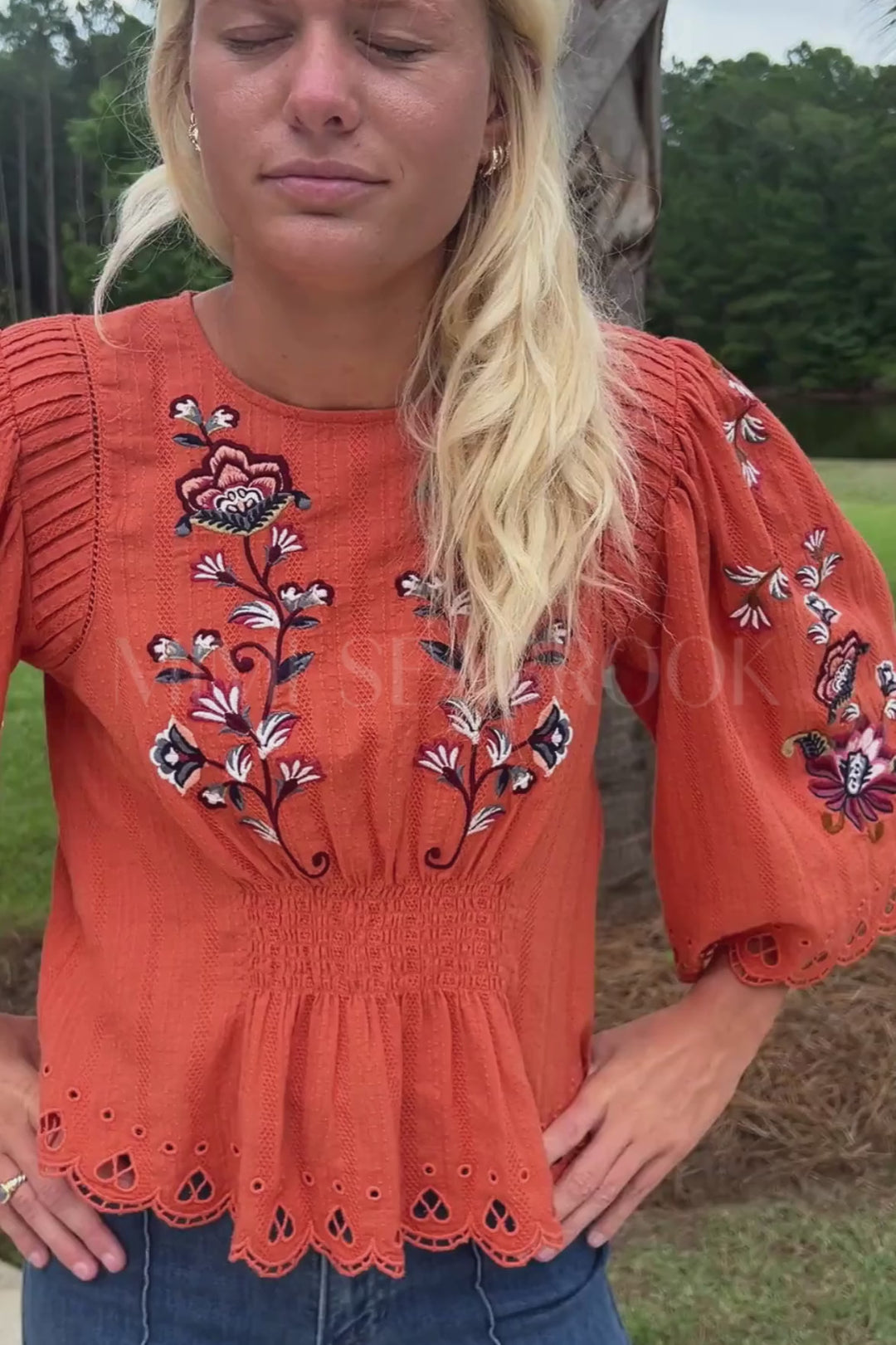 Orange Boho Flowers Blouse by Farm Rio