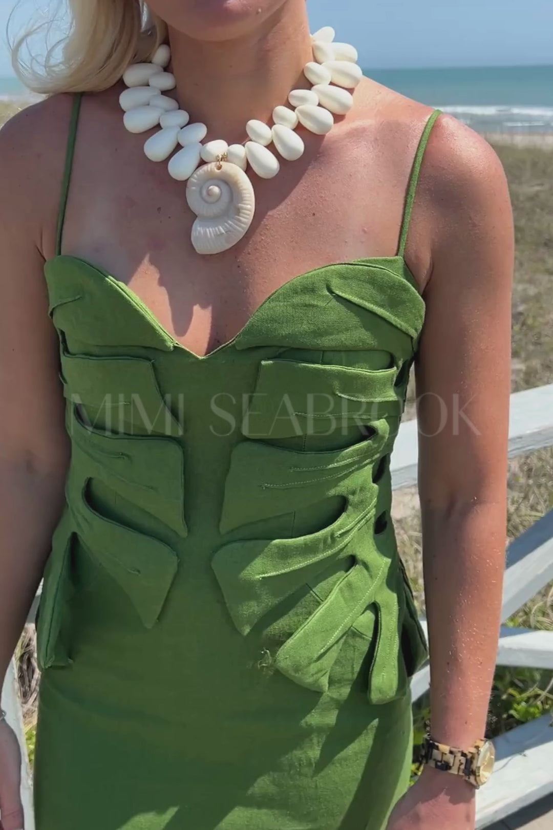 Green Monstera Leaf Sleeveless Maxi Dress by Farm Rio